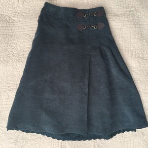 Dark Academia Green Skirt with Hardware Details